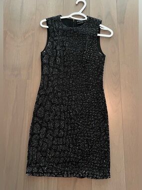 knee length dresses for ladies All Saints Black Silk Sequin Poison Mini Dress  Prelovely